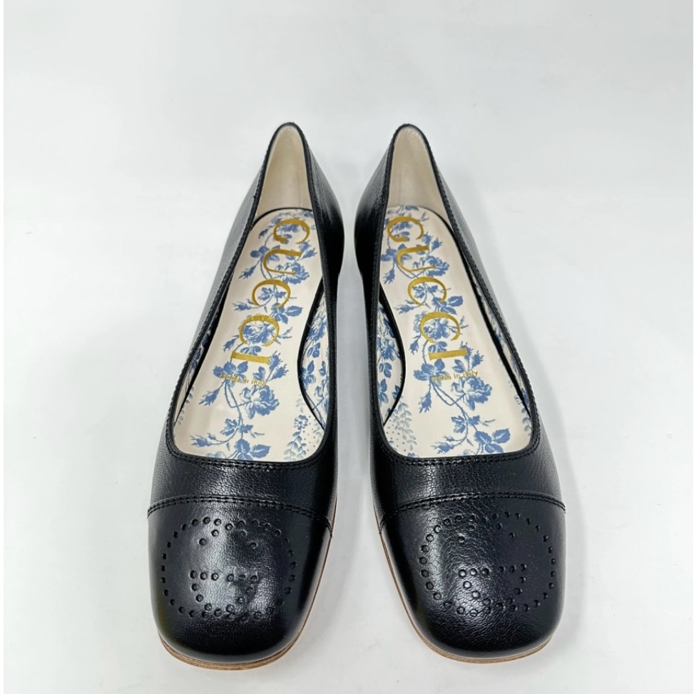 Gucci Interlocking G Ballet Flat Leather Shoes